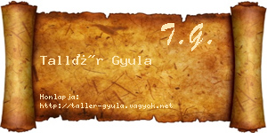 Tallér Gyula névjegykártya